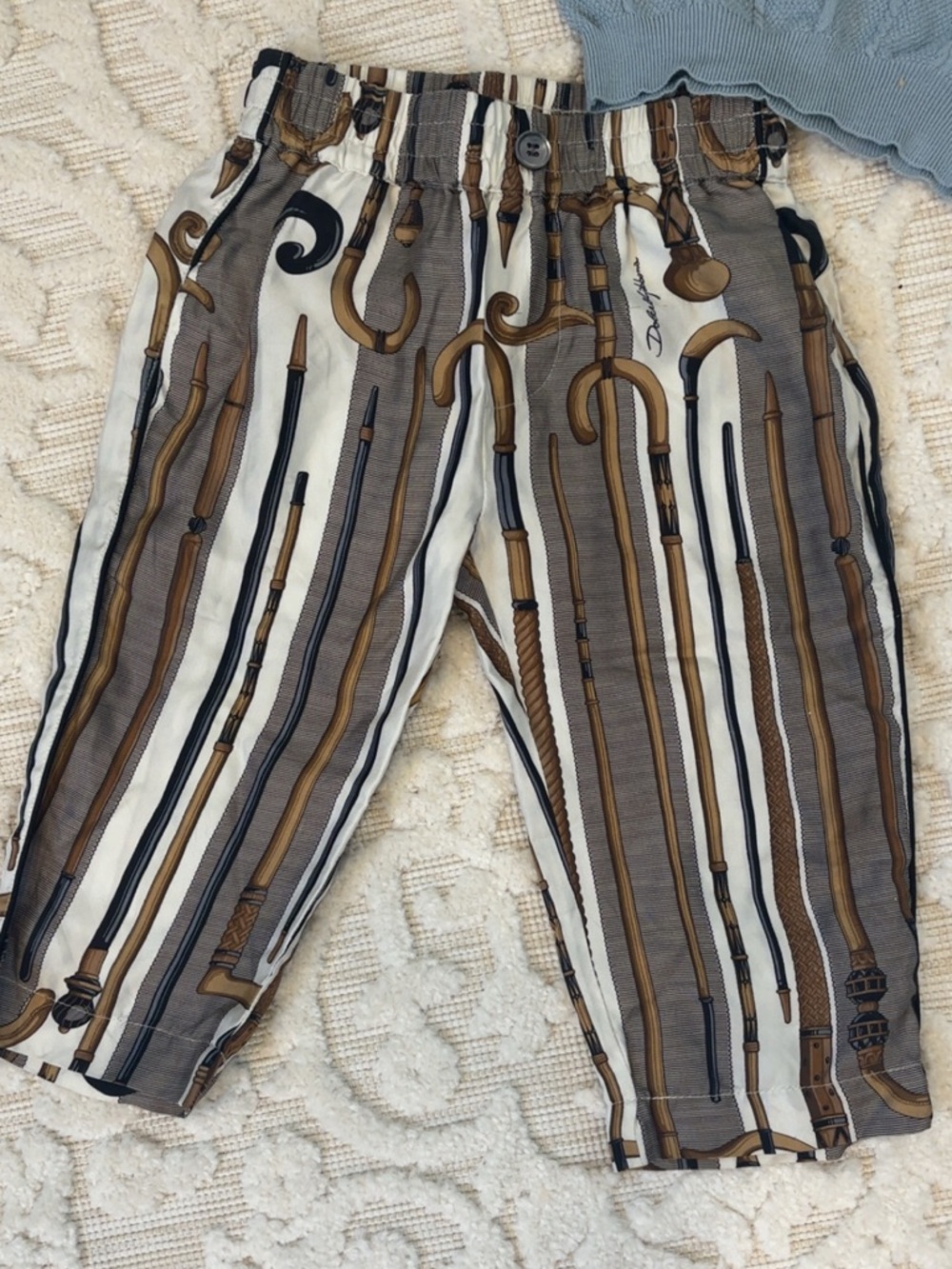 Striped Cane-Print Pull-On Pants - Brown & Cream dolce and gabbana